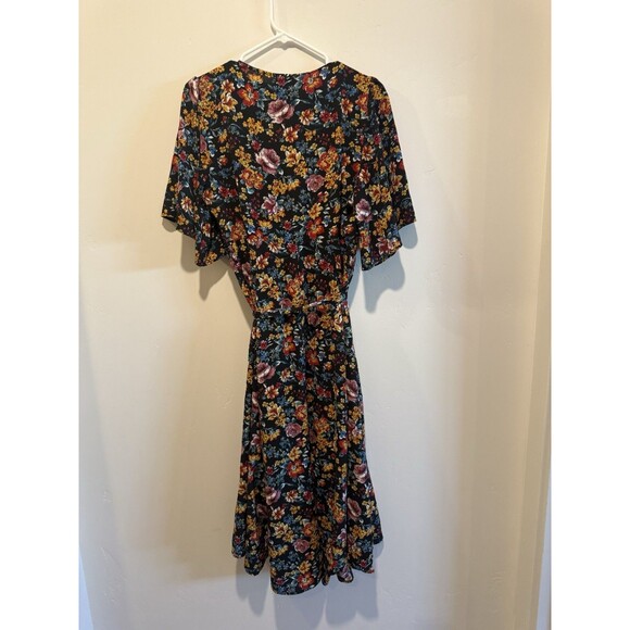 Studio B By Bobeau Dress L  Floral True Wrap Side Tie Career - Picture 3 of 3